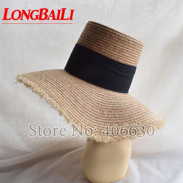 

wide brim hats summer fashion 12cm large raffia straw sun beach for women flat floppy hat female swds039, Blue;gray