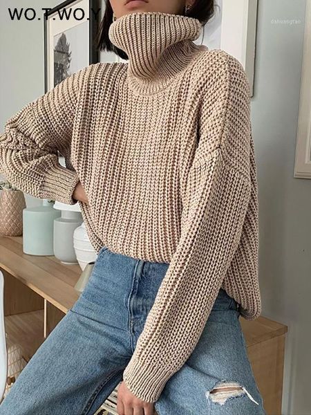 

wotwoy autumn winter knitted turtleneck sweater women thick long oversized sweaters women solid cashmere pullovers korean 1, White;black