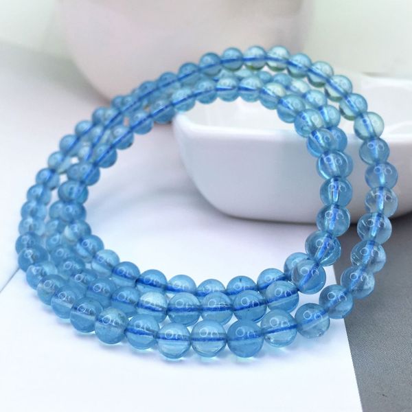 

rcjnh ketang jewelry natural blue transparent sea blue ice multi circle sea ketang treasure hand bracelet crystal string bracelet factory f3, Golden;silver