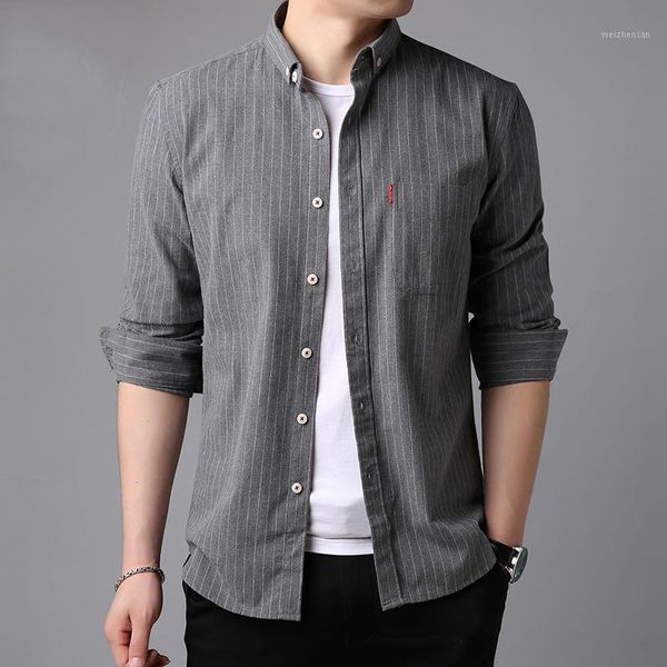 

men's business casual striped long-sleeved shirt men's slim fit formal shirt camisa streetwear 1, White;black