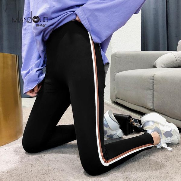

2019 new fashion women's spring and autumn high elasticity and good quality slim fitness capris streetwear leggings cotton pants, Black
