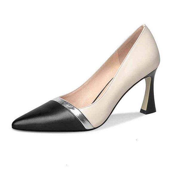 

dress shoes high heels wedding women shoes genuine leather office ladies ovic, Black