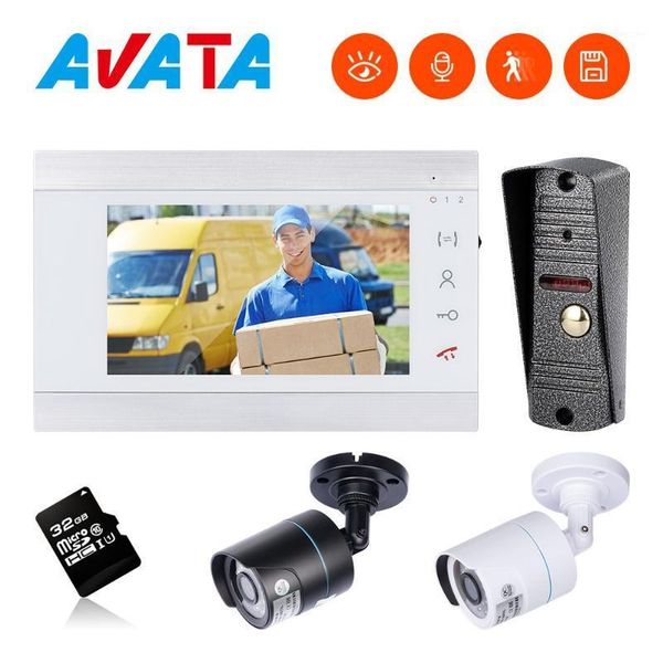 

wired video intercom 7-inch monitor remote unlock doorbell with camera motion detection record and night vision1