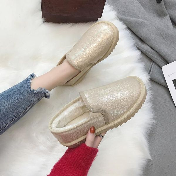 

зимняя обувь хлопок женщина 2020 нового плюс бархат теплой зима мода студенты водонепроницаемая хлебная обувь снег boots женщина с низким, Black