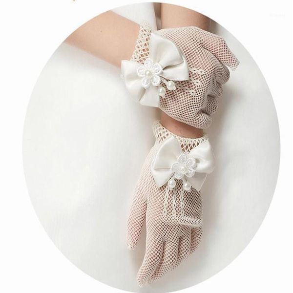 

hair accessories princess gloves girls dress glove lace diamond performance pography costume wedding for kids birthday gift1, Slivery;white