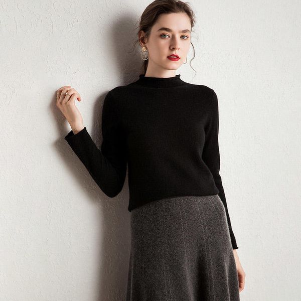 

2021 ten colors cashmere blouses sheer pullovers new winter jumpers standard ladies clothes 100% mesh yplp, White;black