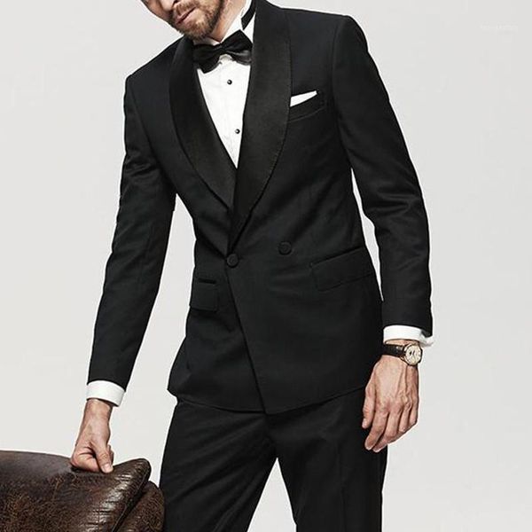 

men's suits & blazers black double breasted men slim fit formal wedding groom tuxedos for boyfriend 2021 man fashion clothes jacket wit, White;black