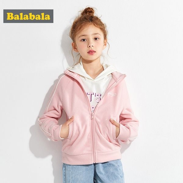 

balabala girls warm sports jacket new spring & autumn children leisure plus velvet jacket to keep warm cute sweet jacket y200901, Blue;gray