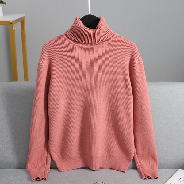 

2021 new woman sweaters korean style autumn winter turtleneck women clothing long sleeve pullover knitwear sueter mujer femme pgqf, White;black