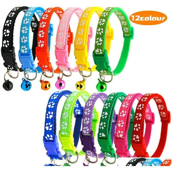 

cloth bells cute cats collars adjustable buckles fashion pet dog collar footprint pattern pet lead supplies accessories vtky2294 e1dxg