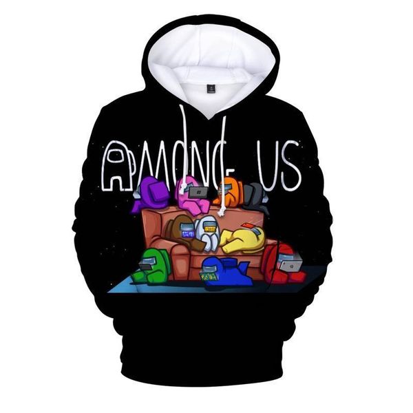 

игра детская игра среди нас капюшон для детей мультфильм 3d печать толстовка мальчиков девушки аниме пуловер harajuku sudadera осень зима, Black