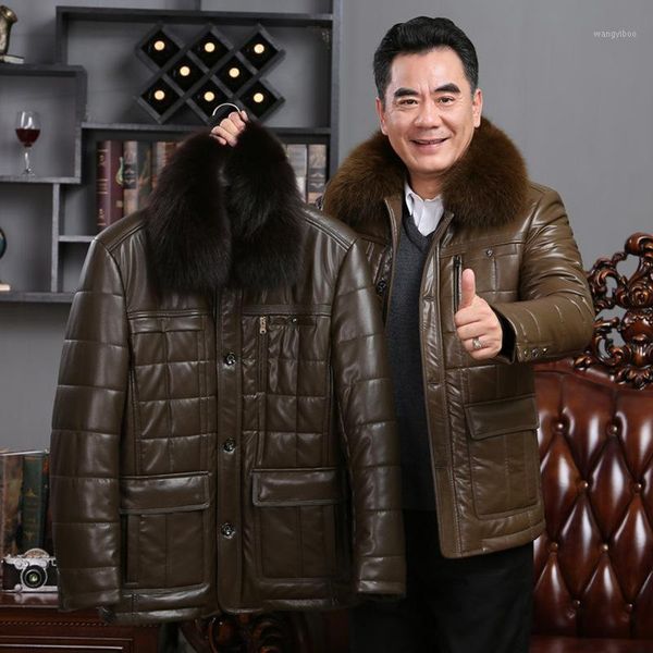 

new winter thickened warm men thick mens fur collar coat leather padded jacket fashion casual plus size m l  2xl 3xl 4xl1, Black