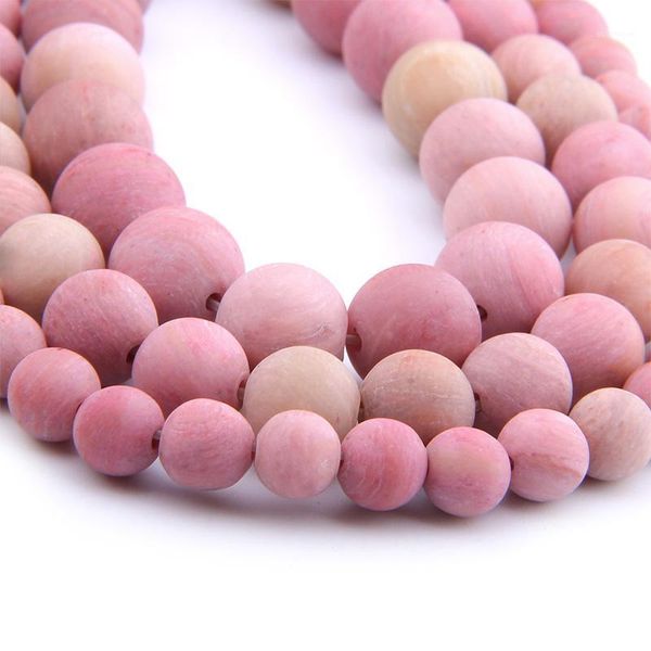 

natural matte pink rhodochrosite rhodonite stone beads pink round spacer loose beads 4-12mm for jewelry making bracelet handmade1