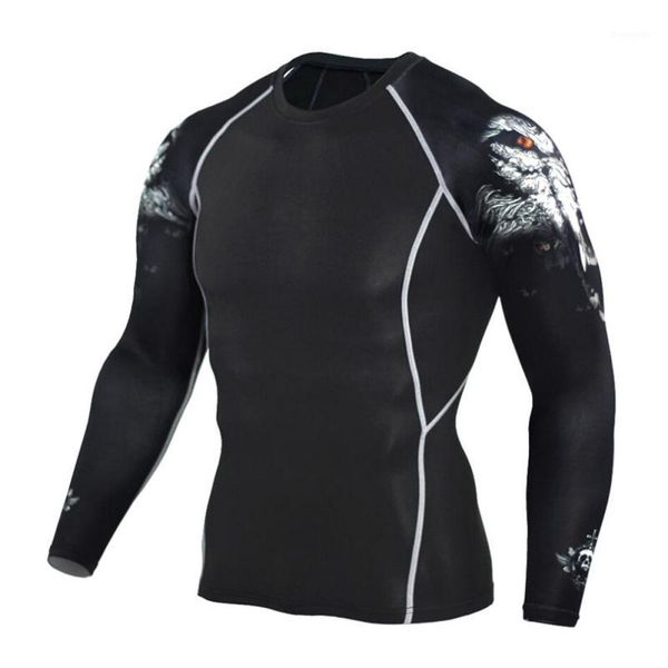 

men compression shirts quick drying long sleeve fitness t shirt men underwear clothing t-shirts tights brand clothing1, Black;blue