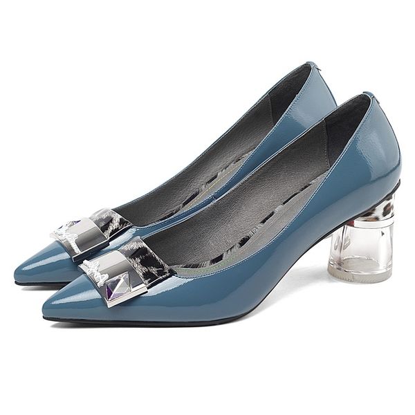 

2021 genuine new female hide high-color mixed fashion shoes party women size 34-41 2svx, Black