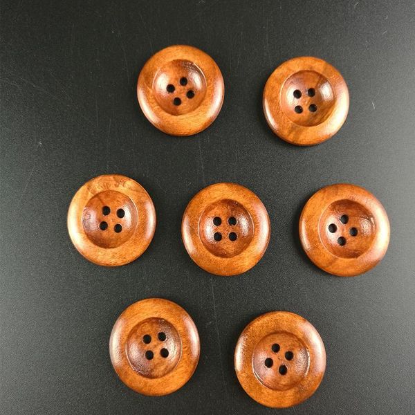

50 pcs 25mm 4 holes thin edge natural wood pattern sewing wood buttons natural wood craft decorative acc jllhgj, Blike;white