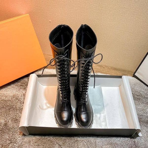 

2020 new autumn and winter thick-soled british style high-tube knight boots tide shoes net red boots women but knees are thin, Black