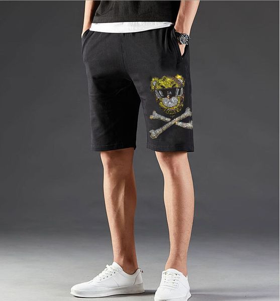 

men's new summer cotton clothes waist elastic beach shorts plus size 4xl 7wf9, White;black