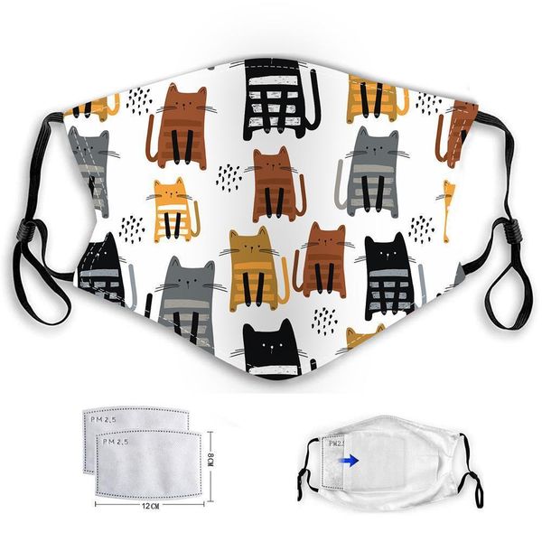 

factorychn7face 5 kids styles cartoon pm2.5 anti-fog masks haze dust protection washable hanging ear type baby reusable mask with 2