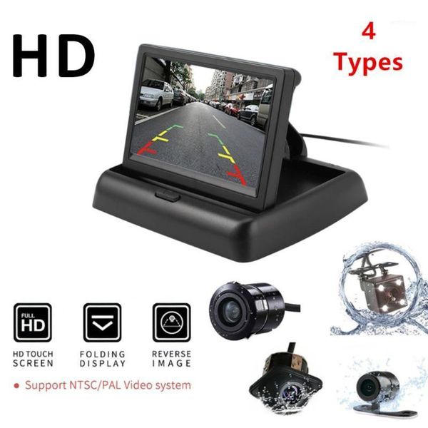 

4.3" folding monitor display + waterproof wide angle hd rear view backup camera universal car reversing assistance kit