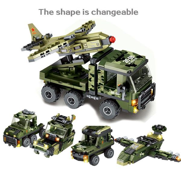 

251pcs uavs transport vehicle building blocks 1 to 4 military truck airplane car army vehicle weapon model educational toys wmtuvt