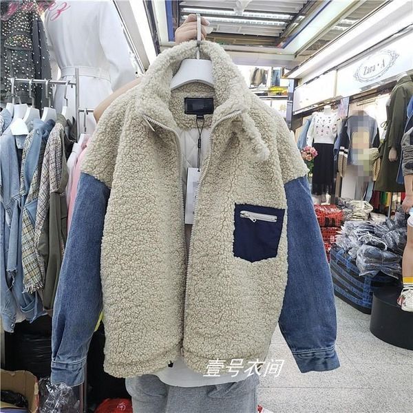 

coat women cotton coat 2020 winter clothes new women's korean loose fur denim students short warm jacket1, Black;brown