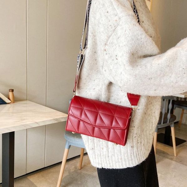 

shoulder bags for flap mini thread women 2021 winter casual crossbody messenger wide belt bag female pu leather handbag totes