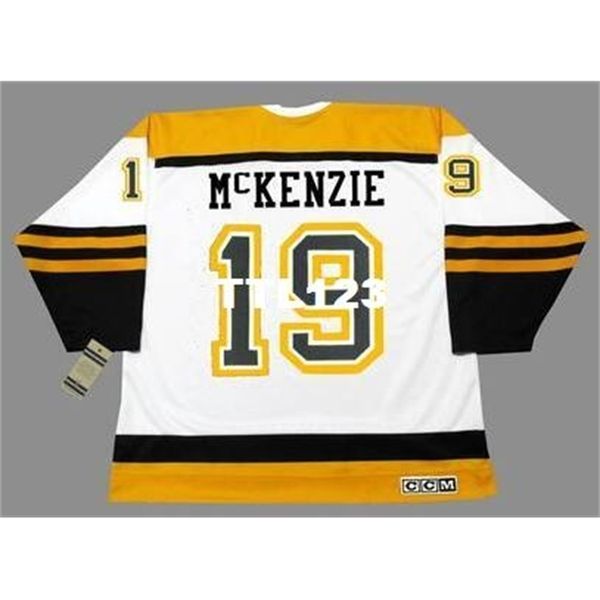 

740s #19 johnny mckenzie boston bruins 1966 ccm vintage retro away hockey jersey or custom any name or number retro jersey, Black
