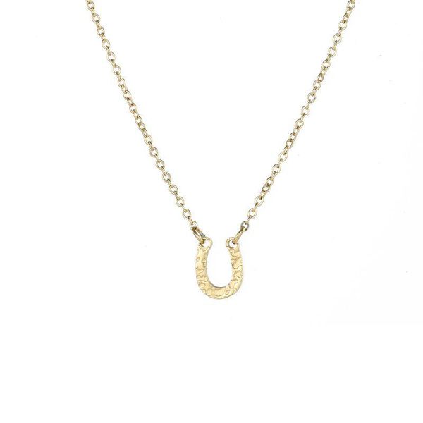 

u-shaped letter pendant necklace 316l stainless steel horseshoe necklaces for women girls fashion jewelry, Silver