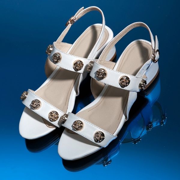 

2021 genuine soft leather see women's beach shoes size 34-43 sandals white high heels 8pfb, Black