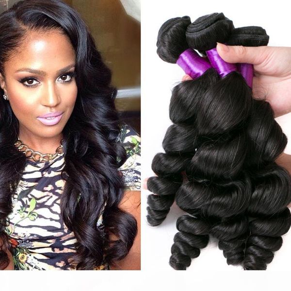 

peruvian loose wave 100% unprocessed human virgin hair weaves remy human hair extensions human hair weaves dyeable 3bundles, Black