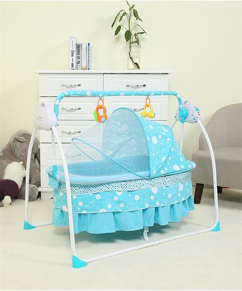 

bassinets & cradles 2021 baby cradle bed electric folding born with mosquito net blue/pink sleeping basket