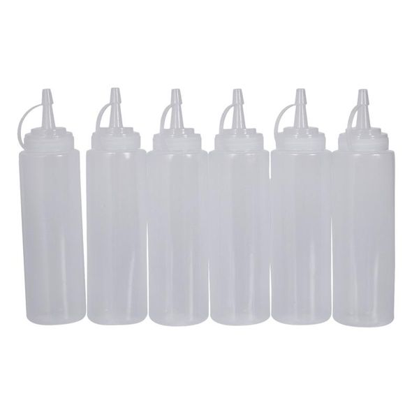 

storage bottles & jars 6x clear white plastic squeeze sauce ketchup cruet oil 8oz