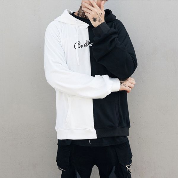 

european and american college style men and women couples hooded long-sleeved sweater loose trend student jacket, Black