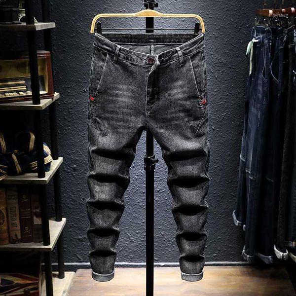 

high elastic denim trousers male guapai new winter cultivate one's morality1, Blue