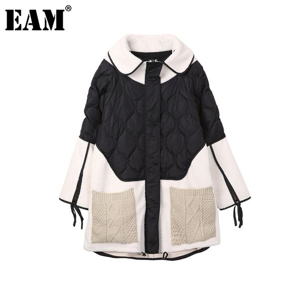 

[eam] loose fit black knitting stitch big size jacket new lapel long sleeve women coat fashion tide spring autumn 1db115 201023, Black;brown