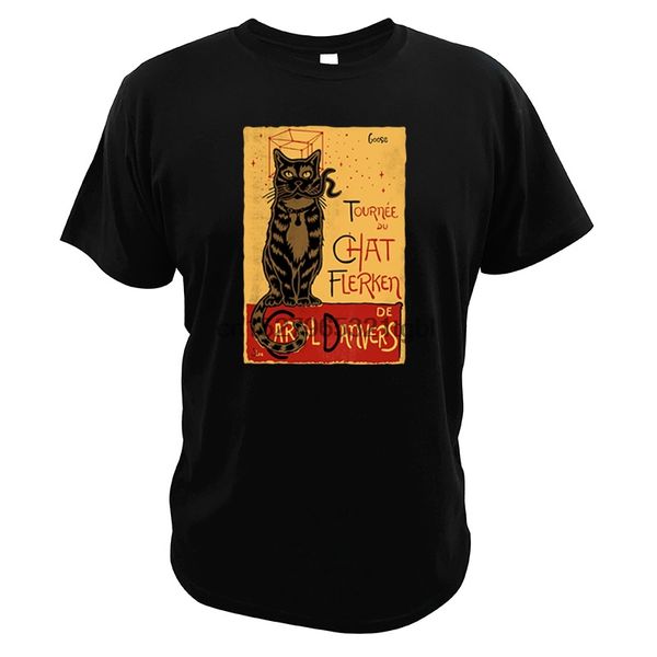 

chat flerken t shirt black cat carol danvers partner theophile steinlen art inspired design cotton t-shirt sport hooded sweatshirt hoodie