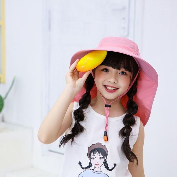 

outdoor flap cap with chin strap children lightweight foldable adjustable sunshade neck cover sun hat sportswear x1, Black;white