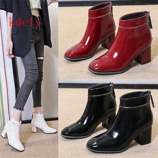

2020 new style ladies autumn boots flat leather boots women 's round toe children martin wedge zipper women 's, Black