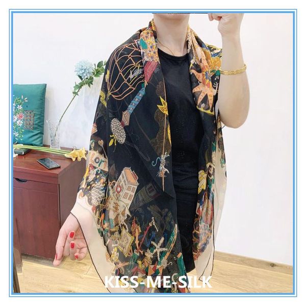 

scarves kms beach scarf shawl carnival parade mulberry-silk chiffon large square for girl lady woman 140*140cm/40g, Blue;gray