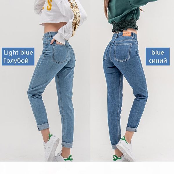 

luckinyoyo jean woman mom jeans pants boyfriend jeans for women with high waist push up large size ladies denim 5xl 2019, Blue