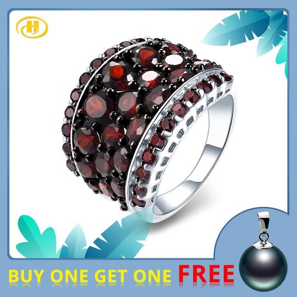 

hutang silver garnet ring 925 jewelry, gemstone 5.5ct red garnet pomegranate rings for women's fine jewelry, gift for christmas 201006, Golden;silver