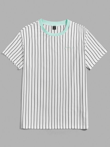 

men striped print letter embroidered tee w2hl#, White;black