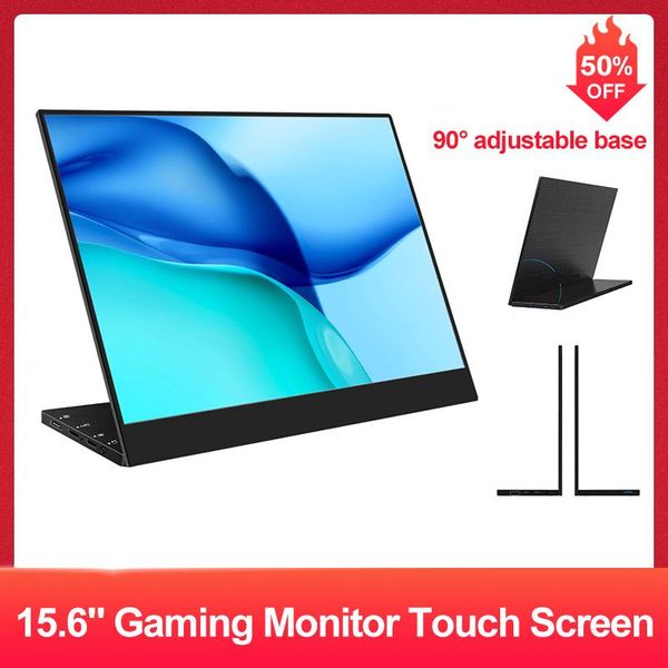 

computer gaming monitor 15.6" touchable ips panel 1080p display screen 90Â° adjustable base portable for phone tablet lappc