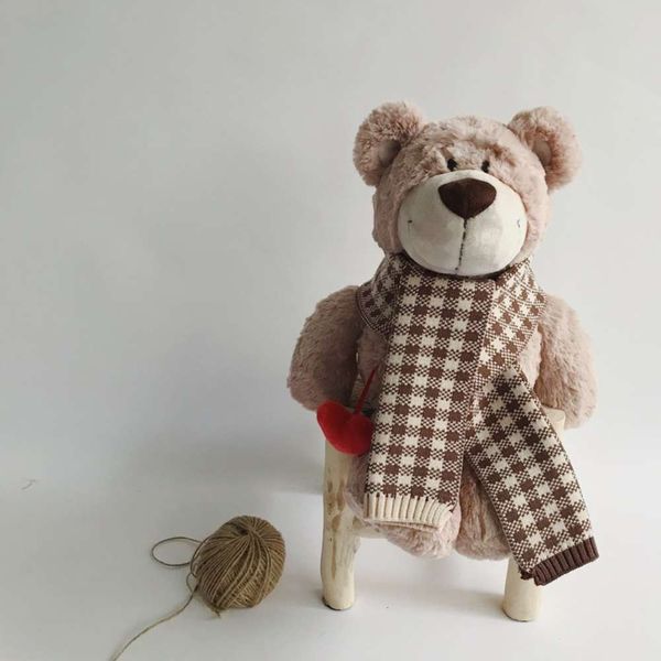 

children's plaid scarf baby wool warm kqyu, Red;brown