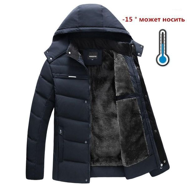 

drop shipping men's winter cotton jacket men -20 degree thicken warm parkas hooded coat fleece man's outwear jaqueta masculina1, Black