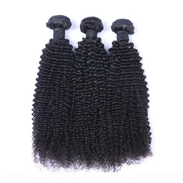 

malaysain kinky curl 100% unprocessed human virgin hair weaves remy human hair extensions dyeable 3 bundles, Black