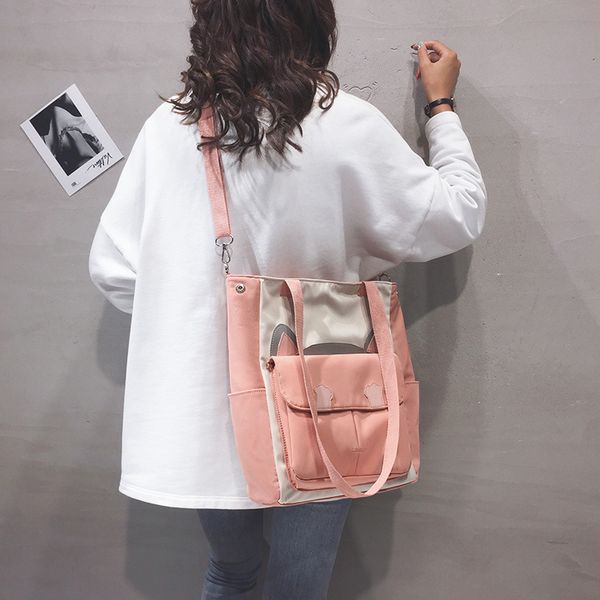 

large-capacity school crossbody women cute animal prints canvas bags female ladies big one-shoulder bag class messenger new