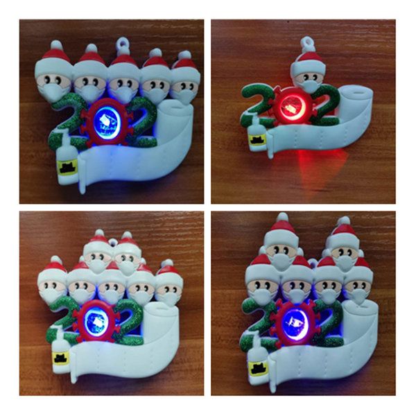 

2020 led christmas decorations quarantine ornaments flashing diy lumious light up pendents family of 7 ornament pandemic with face masks