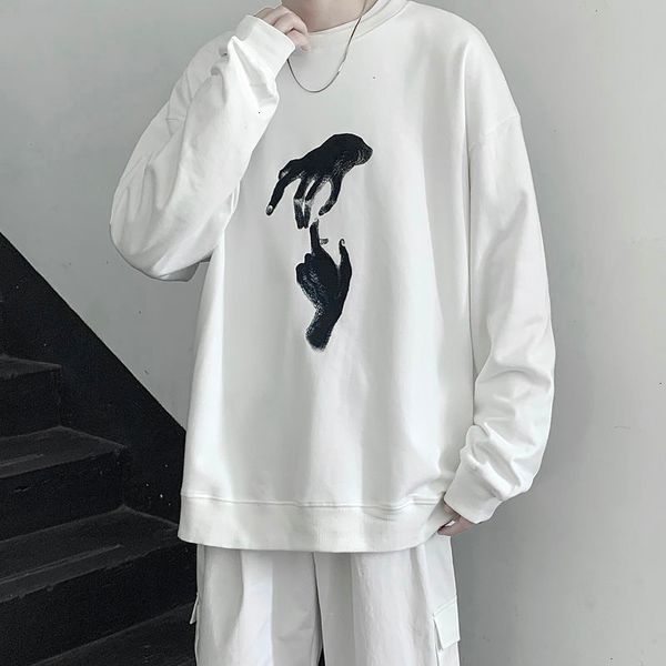 

2021 new privathinker hand printed korean streetwear sweatshirts men oversize casual hoodies autumn winter new men's warm clothing 6o5s, Black